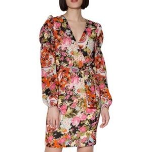 WALTER BAKER Audrey Floral Georgette Surplice Dress (XS)